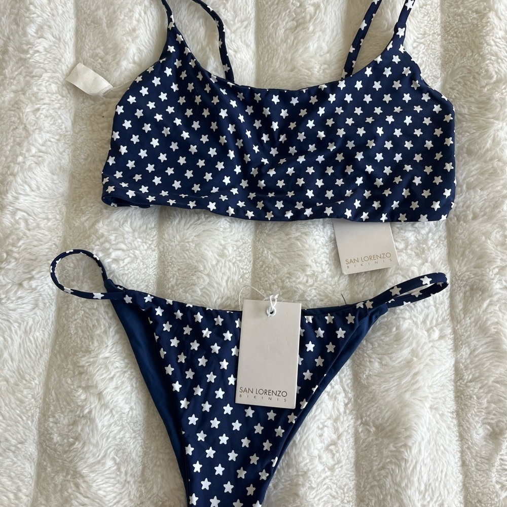 San Lorenzo Navy and White Star Bikini